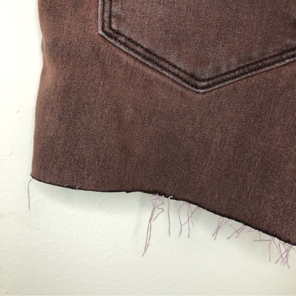 Free People Brown Denim Jean Cutoff Distressed Shorts Size 26 - Picture 4 of 5